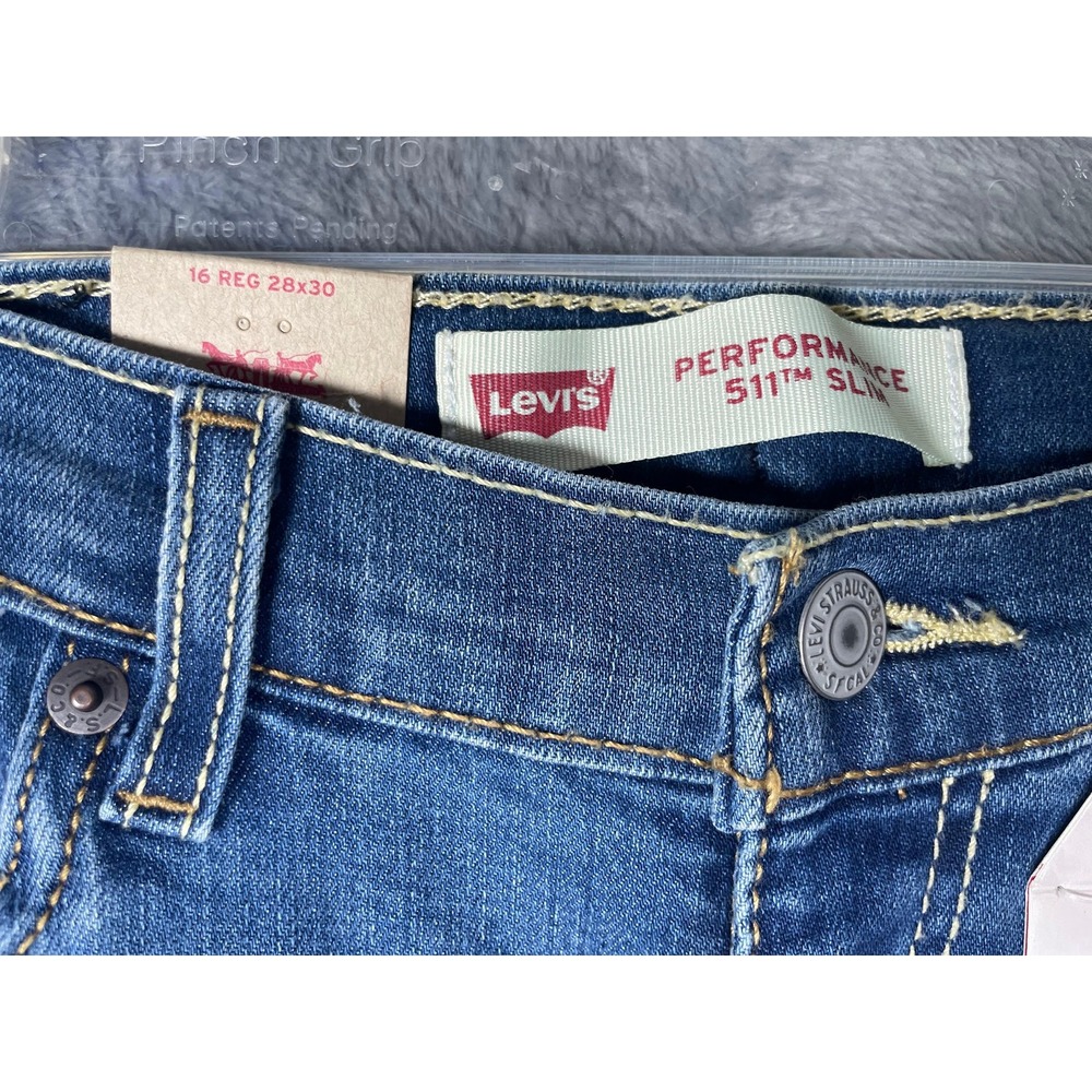NWT Levis 511 Slim Fit Performance Jeans Boys Size 16 Reg 28x30 Blue Denim - Picture 5 of 8